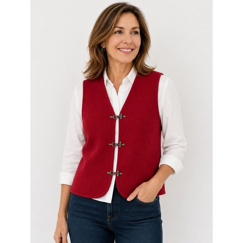 Vintage Tally Ho Wool Toggle Vest 100% Wool Women Size PL 90s Cottagecore Nordic